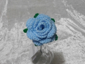 Crochet Open Rose - Baby Blue